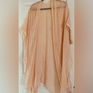 Mesh Kimono. Peach and silver sequence detail. One size fits all.